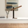 LLT Zero Grey Table Lamp with timber finish arm and grey base