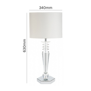 Modern polished chrome hexagonal base on a crystal lamp