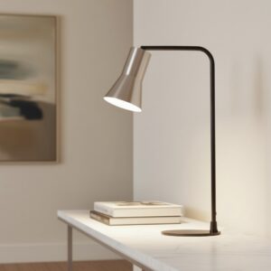 LLT Akka Nickel Table Lamp with black base and nickel shade