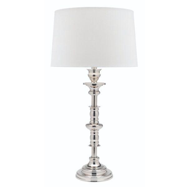 Modern silver plated spindle table lamp for sophisticated interiors