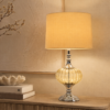 LLT Buttercup Table Lamp with chrome base and yellow glass body