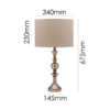 Pewter polymarble table lamp with linen sand drum shade