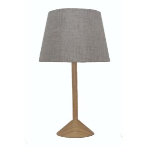 LLT Tex Grey Table Lamp with timber finish base and grey shade