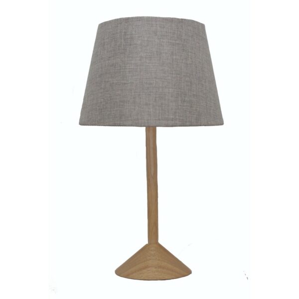 LLT Tex Grey Table Lamp with timber finish base and grey shade