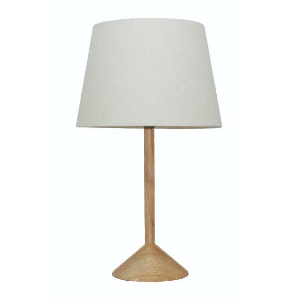 LLT Tex White Table Lamp with timber finish base and white shade