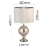 Elegant mercury glass table lamp with white faux silk shade