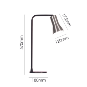 Modern minimalist black metal desk lamp with nickel accents