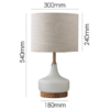 LLT Zeally Vanilla Table Lamp with white glass and timber base