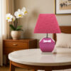 Pink textured shade table lamp for bedroom décor