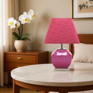 Pink textured shade table lamp for bedroom décor