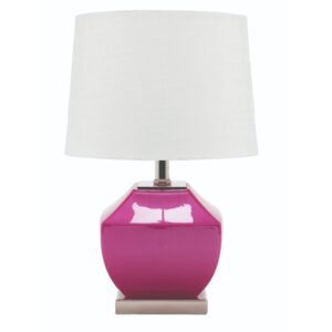 LLT Chai Pink White Table Lamp with hexagonal pink ceramic base