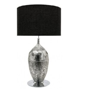LLT Chiff Chaff Black Table Lamp with African detail and chrome base