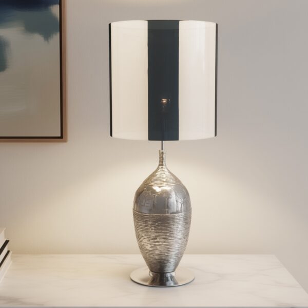 LLT Chiff Chaff Table Lamp with African detail and chrome base