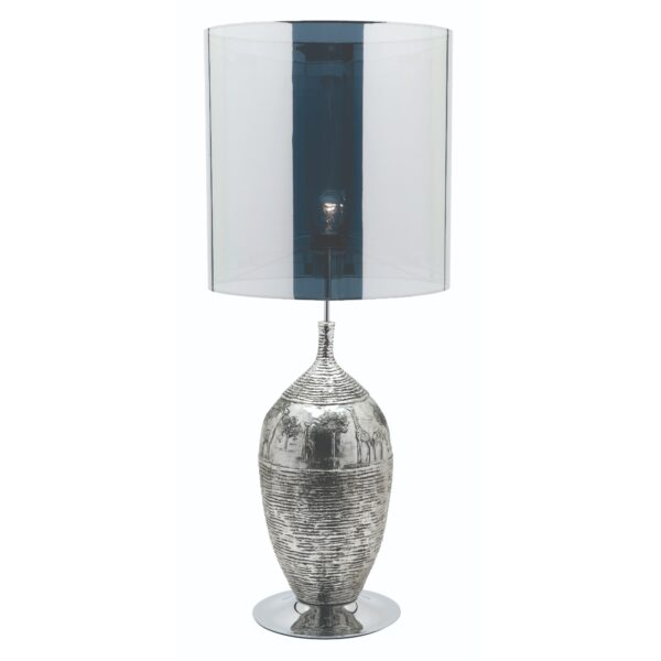 Refined architectural metal lamp with a reflective metallic shade