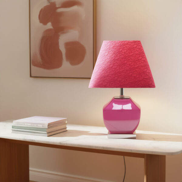 Pink textured shade table lamp for bedroom décor