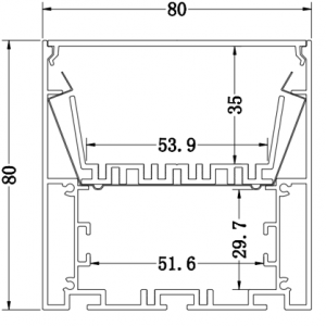 80x80mm Ultra-Wide Architectural Square LED Profile (3M)