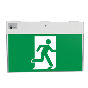 Surface mounted LED emergency exit light with running man sign and 24m viewing distance