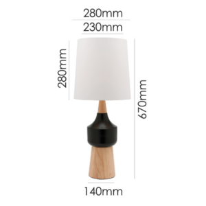 Scandinavian-style lamp with white cotton tapered shade