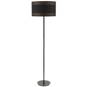 LLF Flynn Gemini sophisticated floor lamp styled in dark contemporary living room interior setting