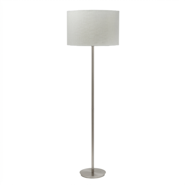 LLF Flynn Linen White minimalist floor lamp styled in clean contemporary living room interior