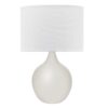 Refined architectural metal lamp with white textured linen shade