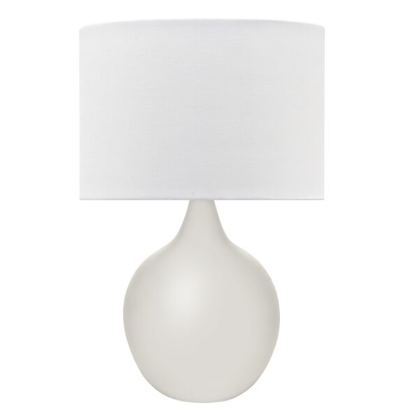 Refined architectural metal lamp with white textured linen shade