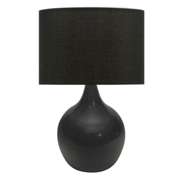 LLT Coco Touch Charcoal Table Lamp with glossy base and black shade
