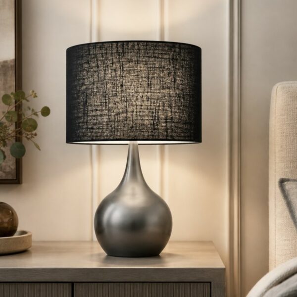 LLT Coco Touch Charcoal Table Lamp with glossy base and black shade