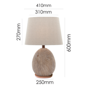 LLT Delu Table Lamp with faux timber base and taupe linen shade