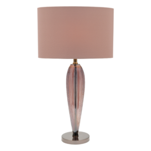 LLT Demi Bark Table Lamp with ribbed glass base and black chrome