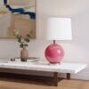 LLT Echo Pink Table Lamp with a glossy pink spherical glass base