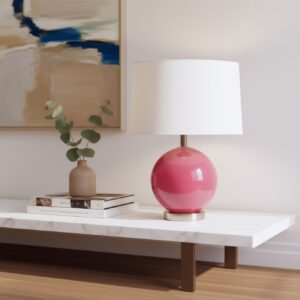 LLT Echo Pink Table Lamp with a glossy pink spherical glass base
