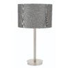 LLT Flynn Linen Charcoal Table Lamp with brushed nickel base and stem