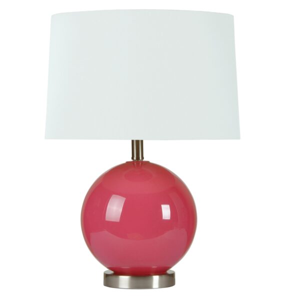 Modern pink glass and metal table lamp for a colorful interior
