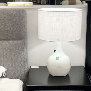 LLT Coco Touch White Table Lamp with gloss white teardrop base