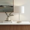 LLT Flynn White Table Lamp with nickel base and white drum shade