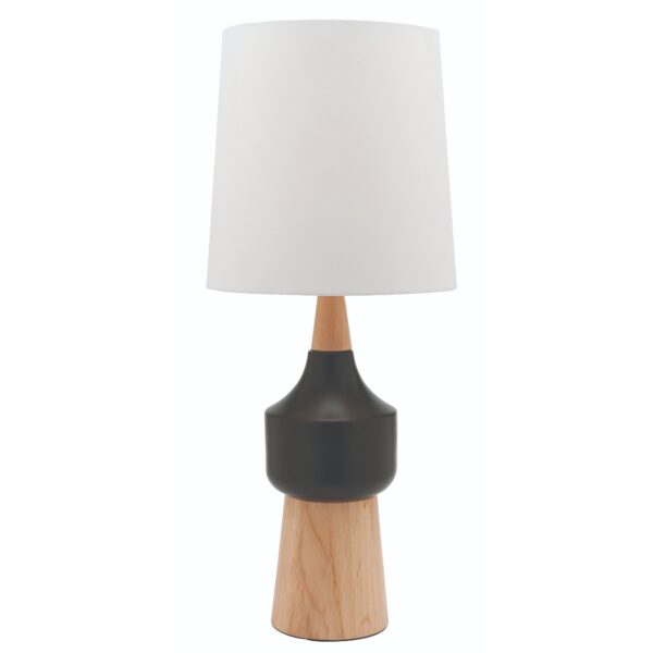 LLT Dice White Table Lamp with black ceramic and timber base