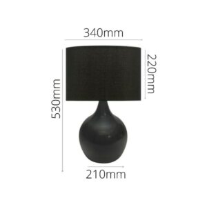 Modern lamp featuring black linen drum shade