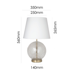 Antique brass table lamp with white tapered shade