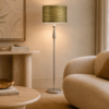 LLF Pianto Green Floor Lamp with polished chrome base and bold textured green scrunch shade