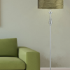 LLF Pianto Green floor lamp featuring ornate chrome stem and deeply textured green scrunch shade