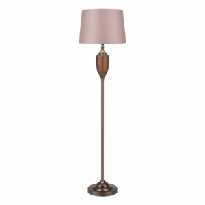 LLF Robyn Floor Lamp with black chromed copper vase base and soft taupe shade floor lamp