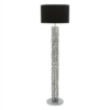 Stevie Floor Lamp with intricate aluminium powder coated coil column and bold black textured linen drum shade