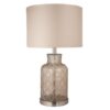 Modern table lamp with beige textured drum shade