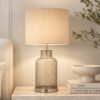 LLT Ariel Buff Glass Table Lamp with amber tinted glass base