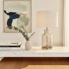 LLT Ariel Buff Glass Table Lamp with amber tinted glass base