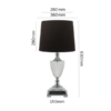Crystal table lamp featuring black tapered fabric shade
