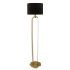 LLF Braden Black Floor Lamp with antique brass double arch base and black linen shade