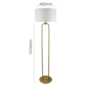 LLF Braden floor lamp featuring elegant brass stand and crisp white linen drum shade