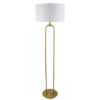 LLF Braden White Floor Lamp with antique brass double arch base and white linen shade